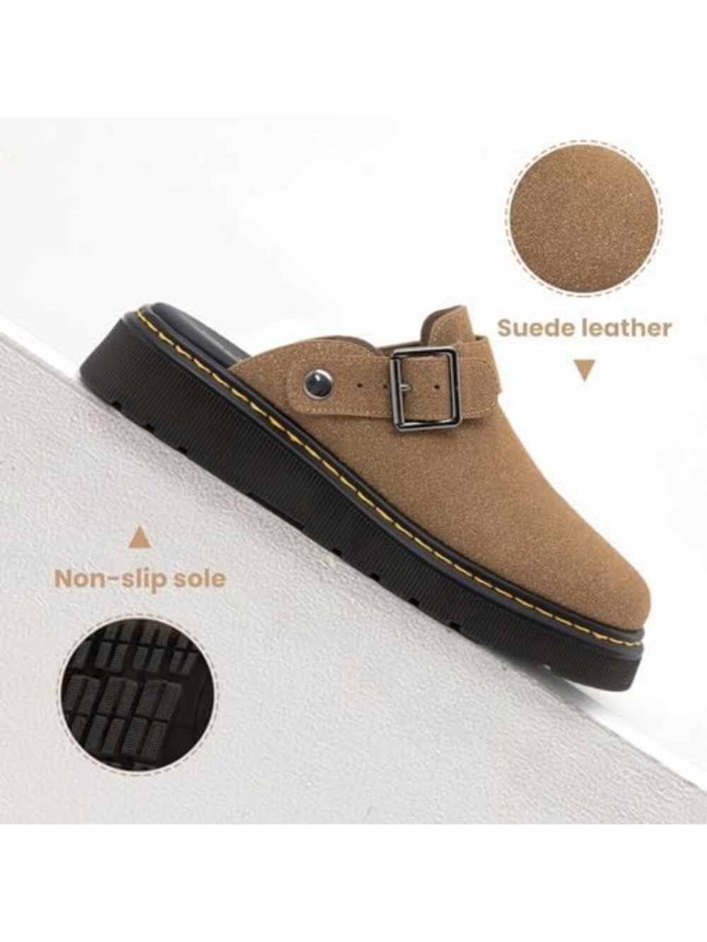 Cozy Women's Slip-On Suede Clogs with Back Strap | Comfortable Casual Footwear - Picture 5 of 6